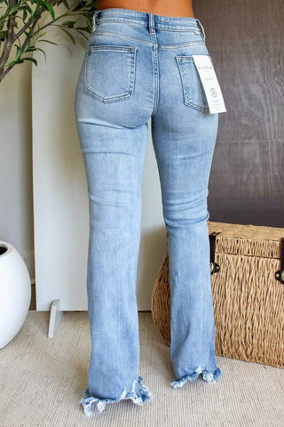Cyrus Fringe Hem Bootcut | Tummy Control • Light Wash