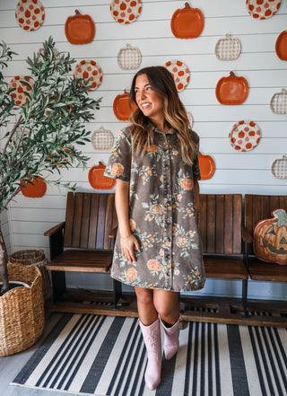 Orchard Blooms Denim Dress • Umber
