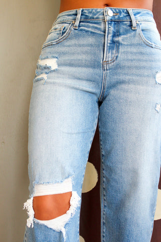 Haven Distressed Barrel Jean • Light Wash