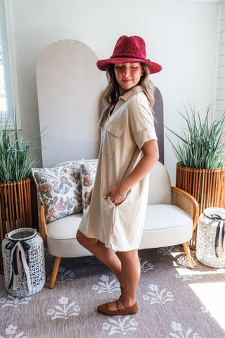 Fall Frenzy 5 • Khaki Utility Knit Dress - FINAL SALE
