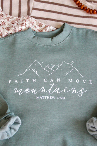 Faith Can Move Mountains Mock Neck Sweatshirt • Sage