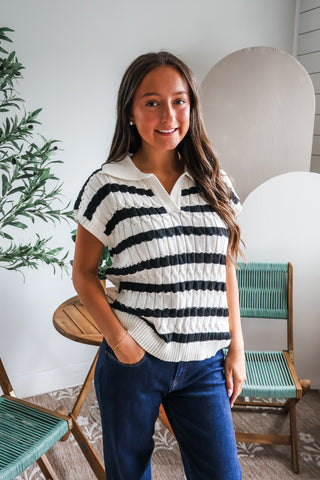 Ballpark Stripes Sweater Polo • Black