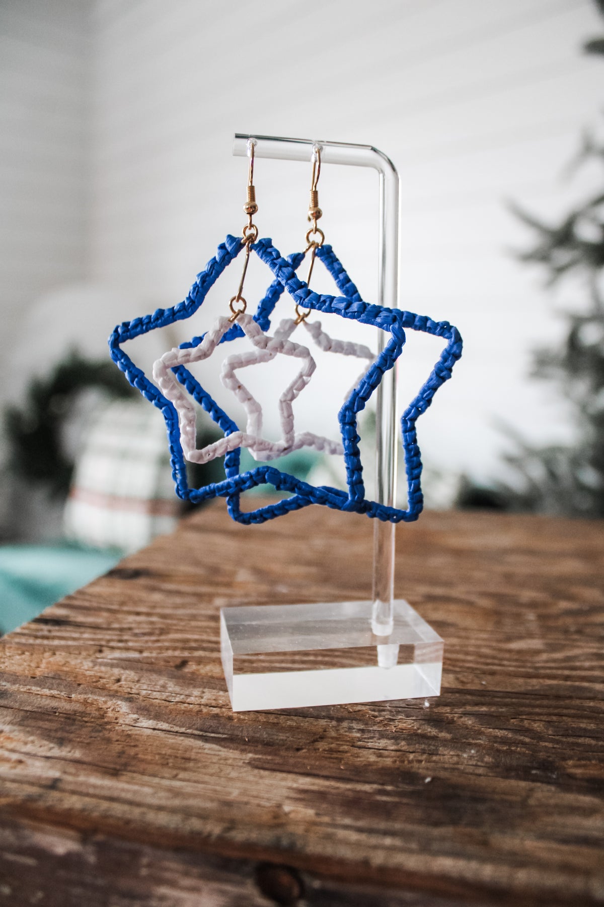 All Star Double Hoop Earrings • Blue/White