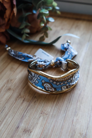 Paisley Scarf Cuff Bracelet • Blue