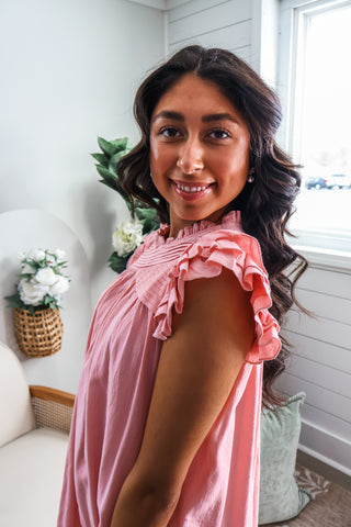 Colorful Charm Cotton Dress • Peach