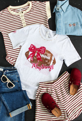 Team Spirit Mustangs Football Graphic Tee • Heather Grey - FINAL SALE