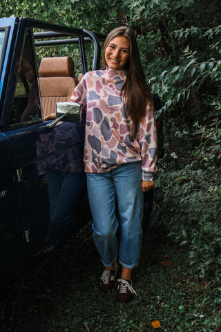 Cute In Camo Pullover • Pink