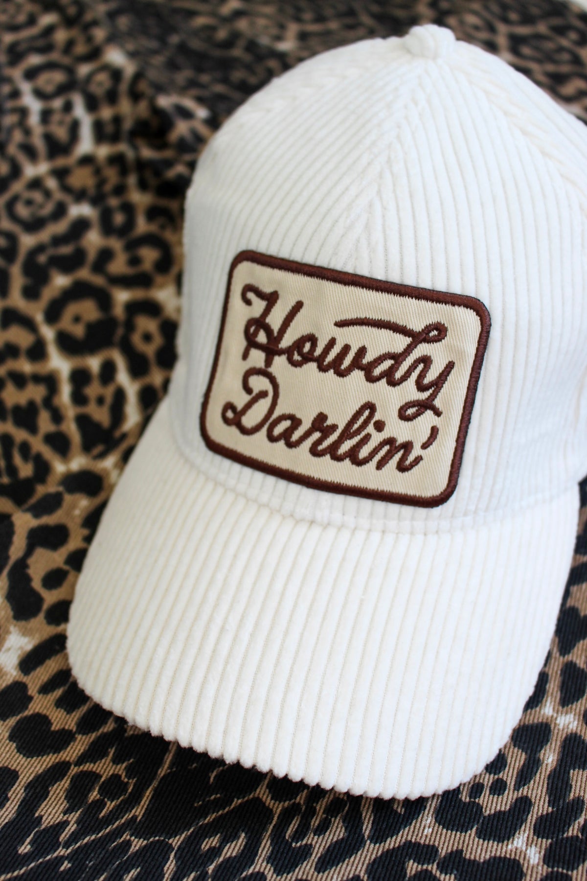 Howdy Darlin’ Cord Trucker Hat • Ivory