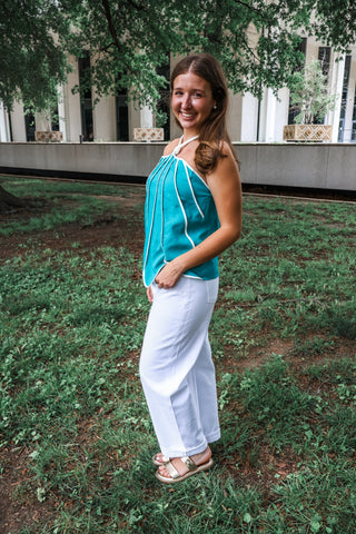 Coastline Chic Linen Top • Teal