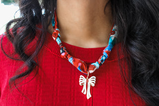 Perfect Present Scarf Necklace • Red Multi
