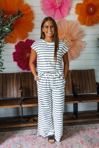 Harbor Line Pant Set • Grey Stripe