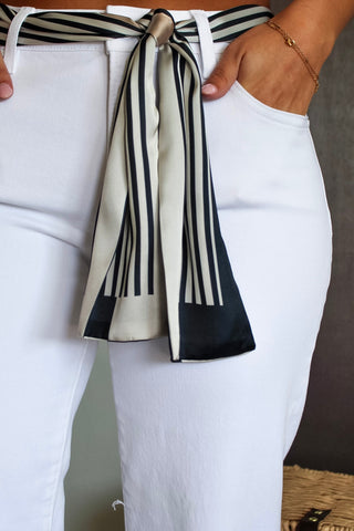 Stylish Stripes Narrow Scarf • Ivory Multi