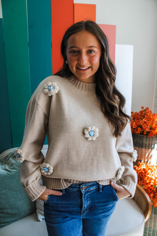 Petal Perfection Sweater • Oatmeal
