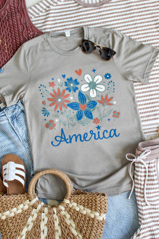 America The Beautiful Graphic Tee • Taupe