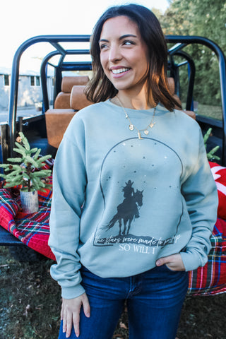 If The Stars Were Made To Worship Graphic Sweatshirt • Sage