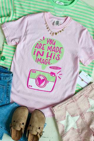 You Are Made In His Image Graphic Tee • Pink