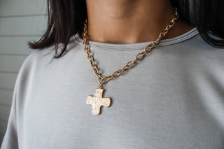 Cross Charm Chain Necklace • Gold