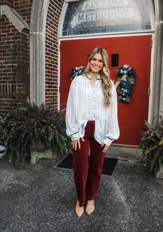 Dinner Party Pleated Blouse • White