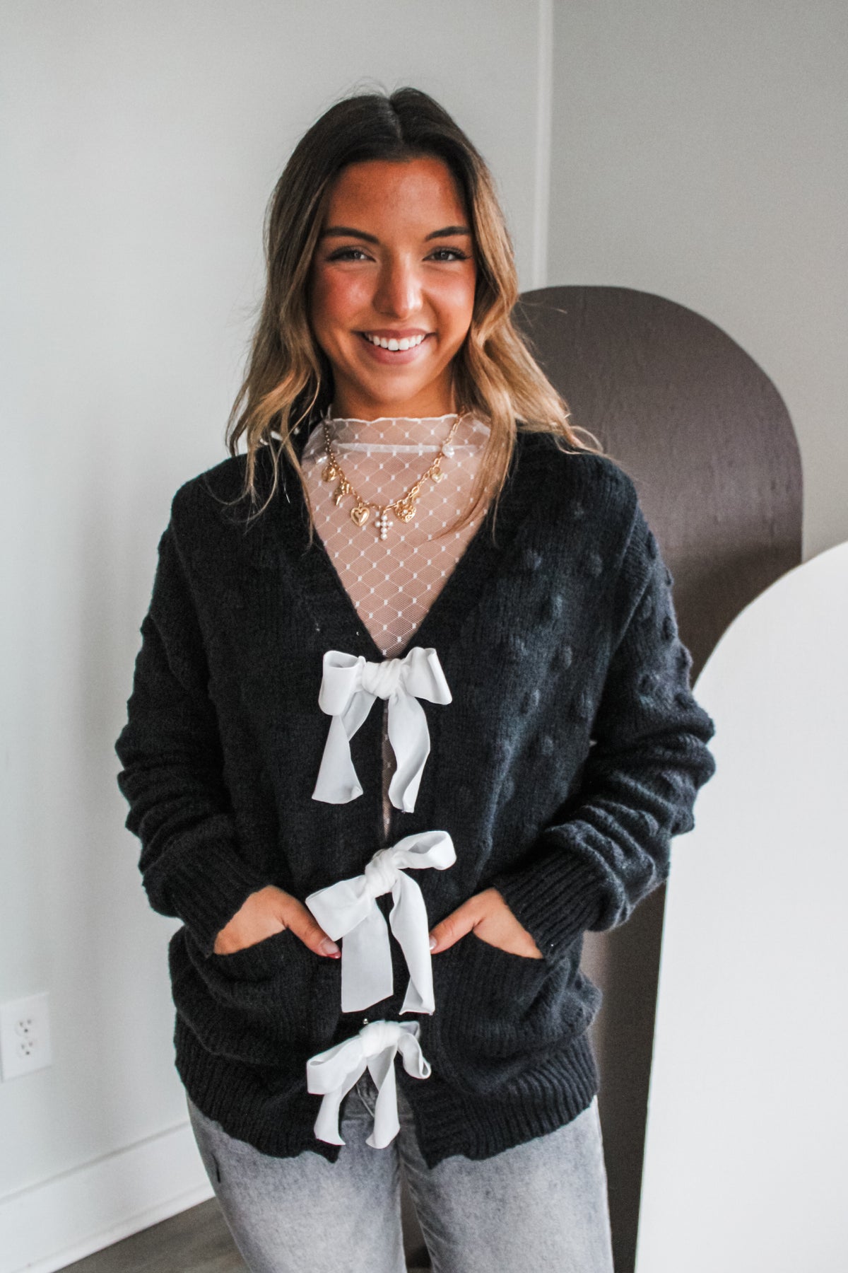 It’s A Wrap Bow Cardigan • Black