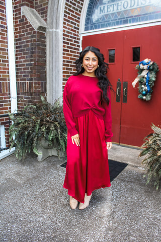 Satin Stunner Tank Dress • Burgundy