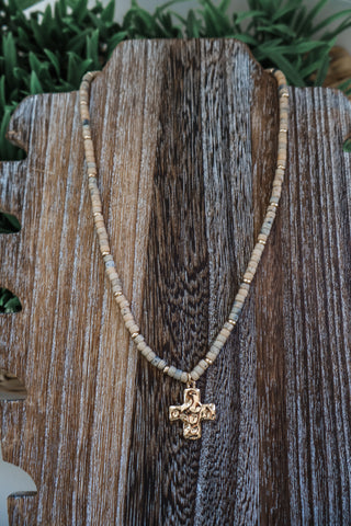 Everyday Miracles Cross Necklace • Sand