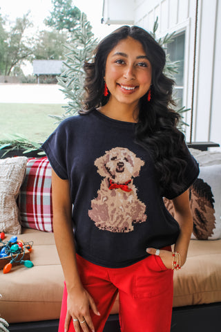 Santa’s Favorite Puppy Sweater • Navy