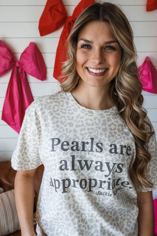 Pearls Are Always Appropriate Graphic Tee • Cream Leopard