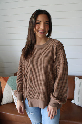 Long Weekends Waffle Knit • Mocha Brown
