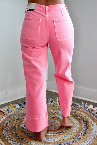 Anastasia Crop Wide Leg • Neon Pink