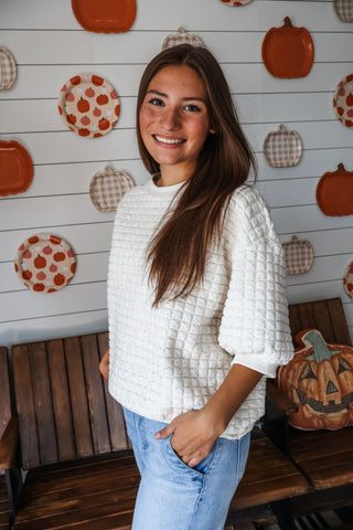 Funfetti Waffle Pullover • Cream