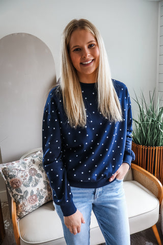 Parker Dotted Pullover • Navy