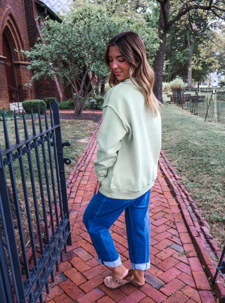 Jesus Letter Patch Pullover • Lime