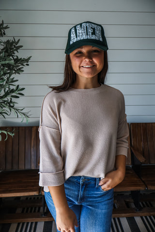 Amen Floral Trucker Hat • Dark Emerald