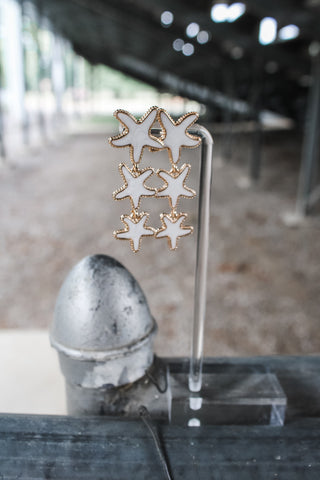 Sunshine Coast Starfish Earrings • White/Gold