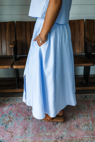 Beautiful Breeze Skirt Set • Blue Pinstripe
