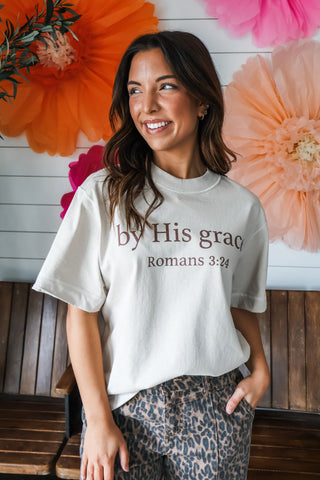 By His Grace Graphjc Top • Beige
