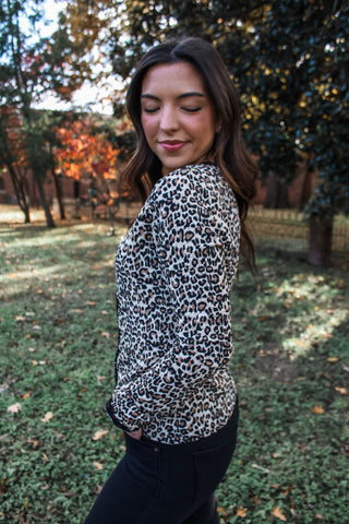 Leopard & Lace Button Top • Multi