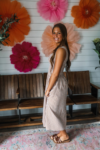 Picnic Pretty Gingham Midi • Tan