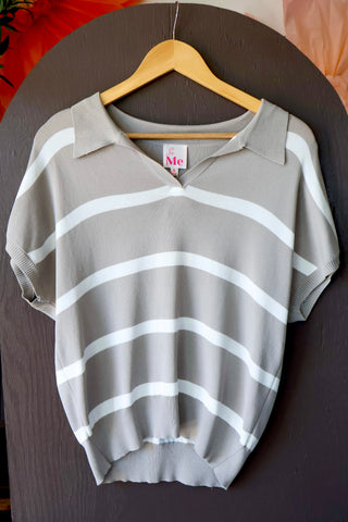 Summer Sale 60 • Grey Striped Knit Top - FINAL SALE