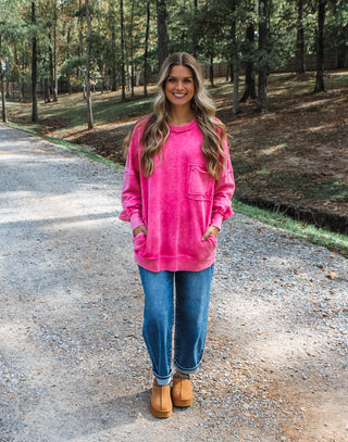 Double The Fun Pocket Pullover • Pink Berry