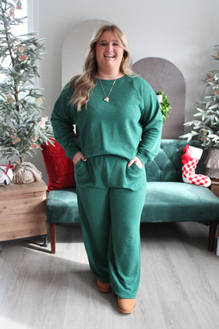 Home For The Holidays Pant Set • Green - PLUS