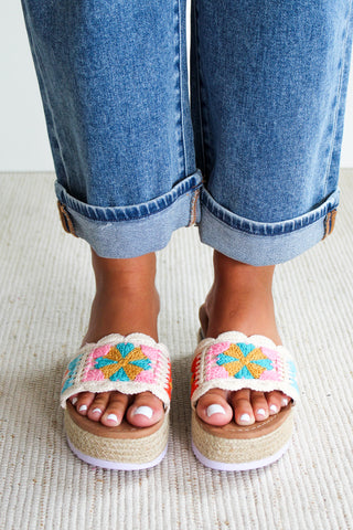 Paloma Platform Crochet Sandal • Beige - FINAL SALE