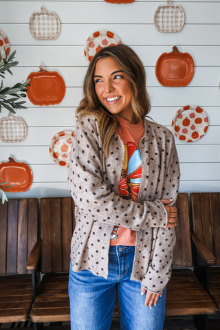 Always On The Dot Cardigan Top • Mocha