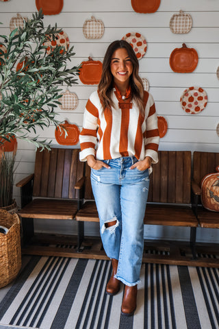 Harvest Stripes Sweater • Burnt Orange