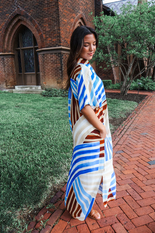 Swirling Tides Striped Midi • Blue Multi