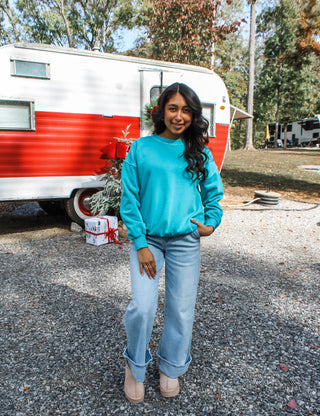 Blazing Bright Pullover • Bright Teal