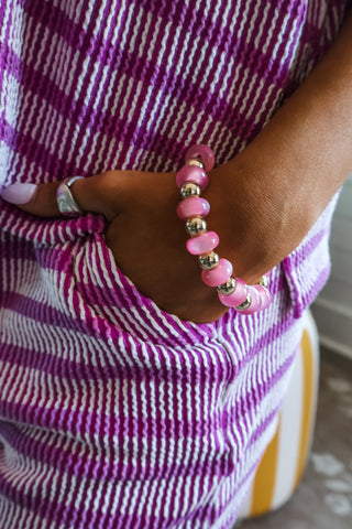 Tiki Time Bead Bracelet • Pink