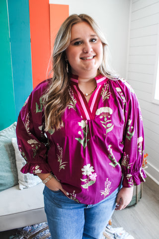 Pretty As Punch • Wine Floral - PLUS - FINAL SALE