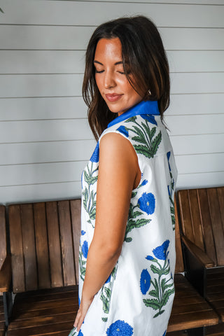 Choose To Bloom Pocket Dress • Blue