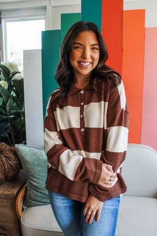 Preppy Classic Polo Sweater • Brown